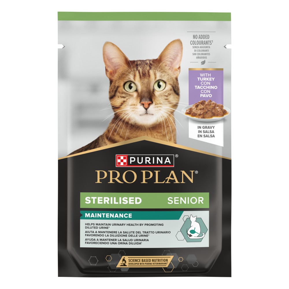 Purina Pro Plan Sterilised Senior 7+ al Tacchino in Salsa in Bustina
