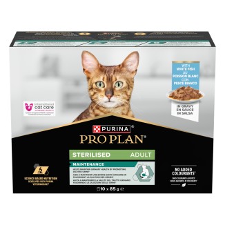 Purina Pro Plan Sterilised Maintenance al Pesce Bianco in Salsa Multipack