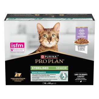 Purina Pro Plan Sterilised Senior 7+ al Tacchino in Salsa Multipack