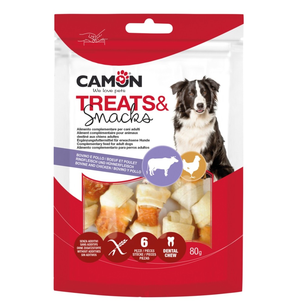 Camon Treats & Snacks Ossi Annodati di Pelle Bovina con Pollo