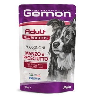 Gemon All Breeds Bocconcini con Manzo e Prosciutto in Bustina