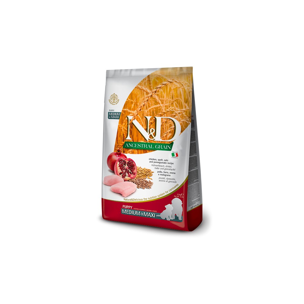 Farmina N&D Ancestral Grain Puppy Medium/Maxi al Pollo e Melograno
