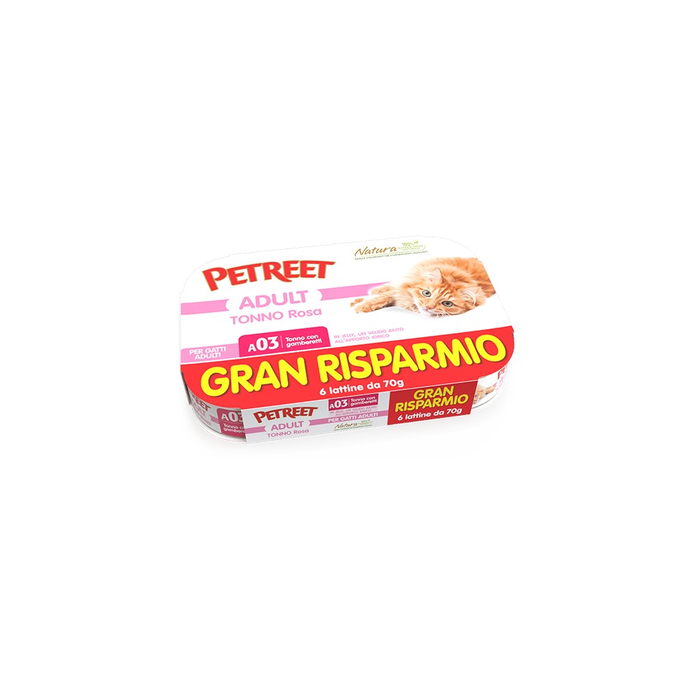 Petreet Multipack Tonno con Gamberetti in Vaschetta