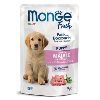 Monge Fresh Paté con Bocconcini Puppy al Maiale con Ortaggi in Bustina