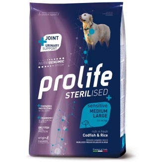 Prolife Sterilised Sensitive Medium/Large al Merluzzo e Riso