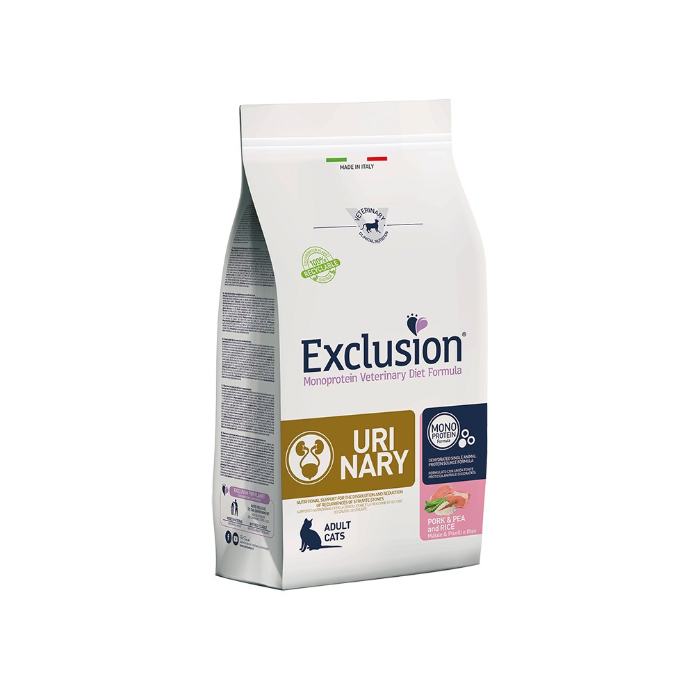 Exclusion Monoprotein Veterinary Diet Formula Urinary al Maiale e Piselli e Riso