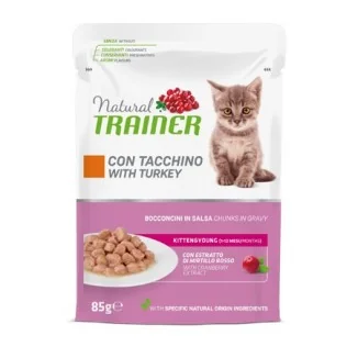 Natural Trainer Kitten and Young Cat bocconcini in salsa con tacchino