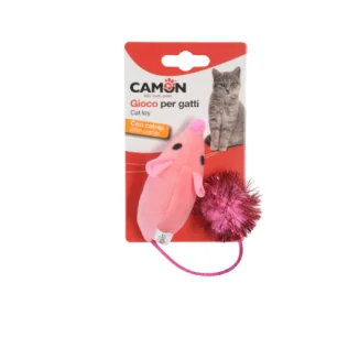 Camon Topino in poliestere con catnip e coda con pallina
