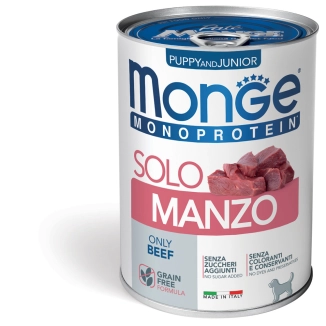 Monge Monoprotein Solo Puppy & Junior al Manzo in Lattina