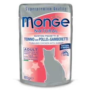 Monge Natural Bocconcini al Vapore (Tonno con Pollo e Gamberetti)