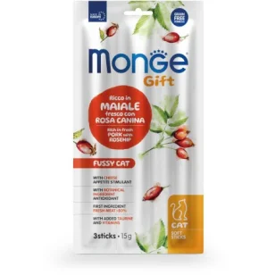 Monge Gift Soft Sticks Cat (Maiale con Rosa Canina)