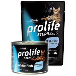 Prolife Sterilised Grain Free Adult Sensitive Cat umido (pesce bianco)
