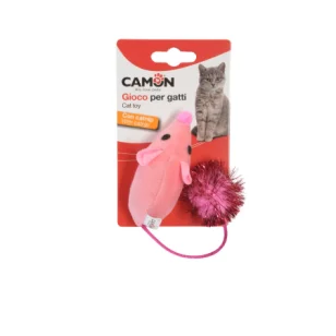 Camon Topino in poliestere con catnip e coda con pallina