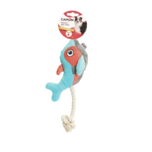 Camon Pesce in peluche con corda e squeaker