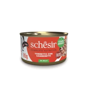 Schesir Complete Nutrition filetti in jelly in lattina per gatti (Tonnetto con gamberetti)