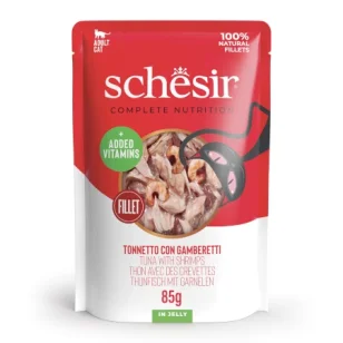 Schesir Complete Nutrition filetti in jelly in bustina per gatti (Tonnetto con gamberetti)