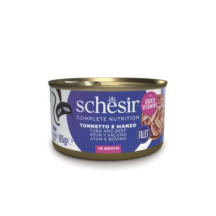 Schesir Complete Nutrition filetti in brodo in lattina per gatti (Tonnetto e manzo)